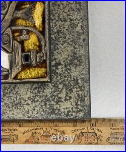 Studio Del Campo 1964 Enameled Bronze 3d Wall Plaque Raised Tile Turin Italy MCM