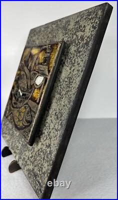 Studio Del Campo 1964 Enameled Bronze 3d Wall Plaque Raised Tile Turin Italy MCM