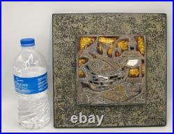 Studio Del Campo 1964 Enameled Bronze 3d Wall Plaque Raised Tile Turin Italy MCM
