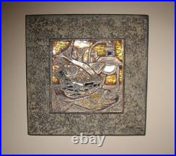 Studio Del Campo 1964 Enameled Bronze 3d Wall Plaque Raised Tile Turin Italy MCM
