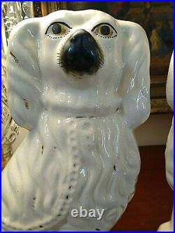 Stunning Antique Large Matching Pair Staffordshire Spaniel Dog Statues 15
