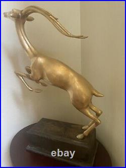 Stunning Antique Sculpture Statue Brass Frederick Cooper Chicago Antelope Deer