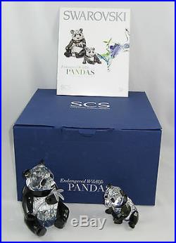 Swarovski 2008 SCS Crystal PANDAS (Mother & Cub) Mint In Box With COA / 900918