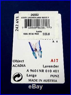 Swarovski #242653 Butterfly Acadia Lavender Large Bnib Retired Rare Free Shiping