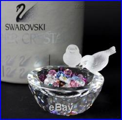 Swarovski Austria Bird Bath Feathered Beauty Colored Gems Crystal Figurine DBP