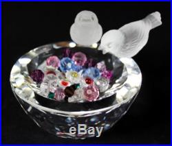 Swarovski Austria Bird Bath Feathered Beauty Colored Gems Crystal Figurine DBP