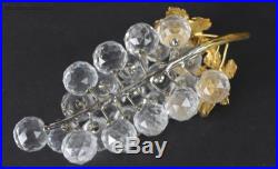 Swarovski Austrian Crystal Bunch 23 Faceted Grape Cluster Gold Stem Sculpture NR