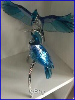 Swarovski Blue Jays Crystal Bird Figurines 1176149 Chipped Wing