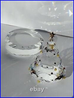 Swarovski Clear Crystal Christmas Tree Figurine Round Beveled Display Riser
