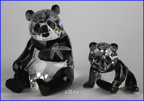 Swarovski Crystal 2008 SCS Mother Panda Bear & Cub Endangered Wildlife Sculpture