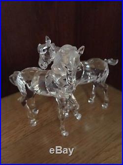 Swarovski Crystal 2 Foals Horses Playing figurines in Box Perfect