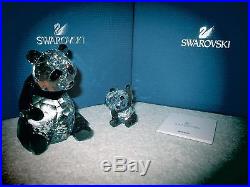 Swarovski Crystal 7 SCS PANDAS & PANDAS Figurines NIB COA + Mirror ERV. $1900.00