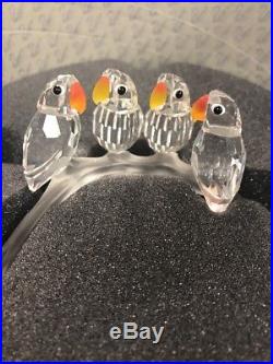 Swarovski Crystal Baby Love Birds Parrots Figurine 7621 NR 000 005 with Box