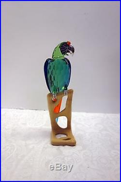 Swarovski Crystal Chrome Green Macaw Bird 685824 Retired in 2011 withbox