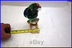 Swarovski Crystal Chrome Green Macaw Bird 685824 Retired in 2011 withbox
