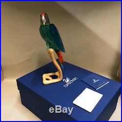 Swarovski Crystal Chrome Green Macaw Birds of Paradise 685824 Large Figure w BOX
