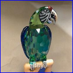 Swarovski Crystal Chrome Green Macaw Birds of Paradise 685824 Large Figure w BOX