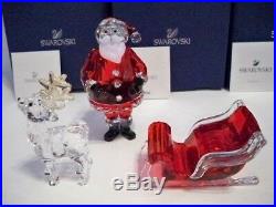 Swarovski Crystal Combo Santa Claus Santa's Sleigh & Santa's Reindeer Bnib