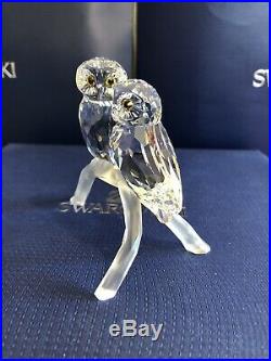 Swarovski Crystal Figurine # 1003312 Owls on Branch Pair /Signed/