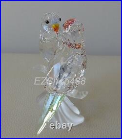 Swarovski Crystal Figurine #680627 Budgies Pair of Parrot Bird RARE New in Box
