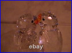Swarovski Crystal Figurine Budgies Parakeets with color accents COA Mint