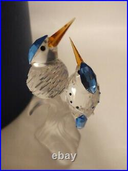 Swarovski Crystal Figurine MALACHITE KINGFISHERS Blue Birds 623323 BOX COA