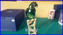 Swarovski Crystal Figurine Macaw Paradise Bird Chrome Green Mint In Original Box