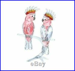Swarovski Crystal Figurine Pair Pink Cockatoo Colored 5244651 MIB WithCOA
