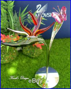 Swarovski Crystal Figurine Paradise Bird flower & Rose Butterfly Box/Booklet CT