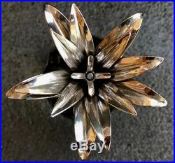 Swarovski Crystal Figurine Pineapple With Silvertone Hammered Leaves 4 1/3 Tall