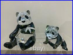 Swarovski Crystal Figurine SCS Pandas Mother And Baby Black And White MIB WithCOA