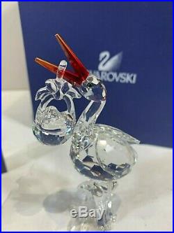 Swarovski Crystal Figurine Stork With Baby 7644 000 000 / 659401 MIB WithCOA
