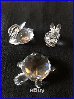 Swarovski Crystal Figurines (14) collection including shelf and crystal grapes