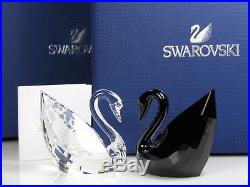 Swarovski Crystal Figurines Pair of SWANS Black & Clear #5268821 New