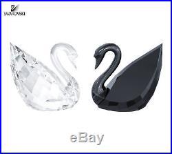 Swarovski Crystal Figurines Pair of SWANS Black & Clear #5268821 New
