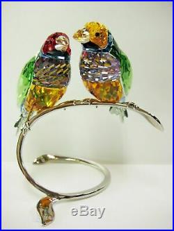 Swarovski Crystal Gouldian Finches Peridot Figurine #1141675 MINT