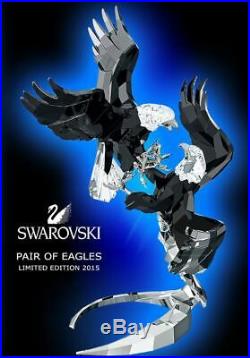 Swarovski Crystal Limited Edition 2015 Pair Of Bald Eagles Rare Slight Damage