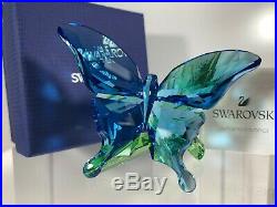 Swarovski Crystal Mint Butterfly On Leaves Signed Rare 5136834 Mint In Box