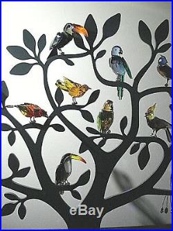 Swarovski Crystal Paradise Large Display With Set Of 12 Birds And Parrots Rare