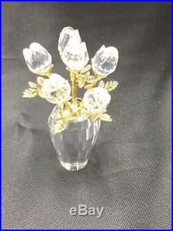 Swarovski Crystal Vintage Vase With Roses Gold Detail Figurine #675655