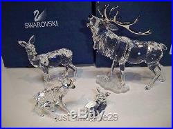Swarovski Deer Family Combo Stag Doe Fawn & Roe Deer Fawn Retired Mib