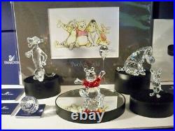 Swarovski Disney 7 Pc Set Winnie Pooh Eeyore Tigger Piglet Plaque Display Litho