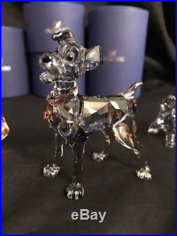 Swarovski Disney Lady And The Tramp Crystal Figurine Set Scamp Danielle Dogs