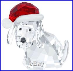 Swarovski Dog With Santa's Hat Christmas Crystal Figurine Authentic MIB -5060449
