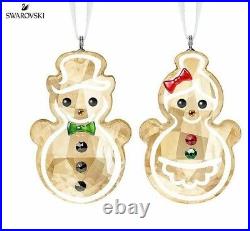 Swarovski Gingerbread Snowman Couple Ornament MIB #5464885