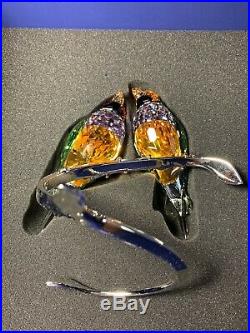 Swarovski Gouldian Finches Figurine 1141675 Crystal Birds Peridot Gift Nib