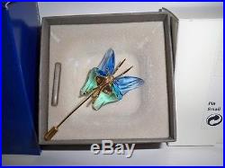Swarovski Paradise Abala Sapphire Butterfly Pin Brooch Retired 250488 Mib