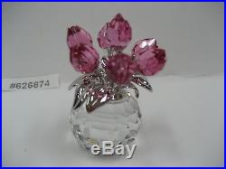 Swarovski Rose Tulips Crystal Flower Figurine Decoration Pink Color MIB 626874