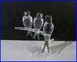 Swarovski Signed Crystal Swallows Three Birds on Branch Figurine