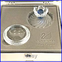 Swarovski Silver Crystal Blue Flower Jewelry Box 7464nr000001 Box & Certificate